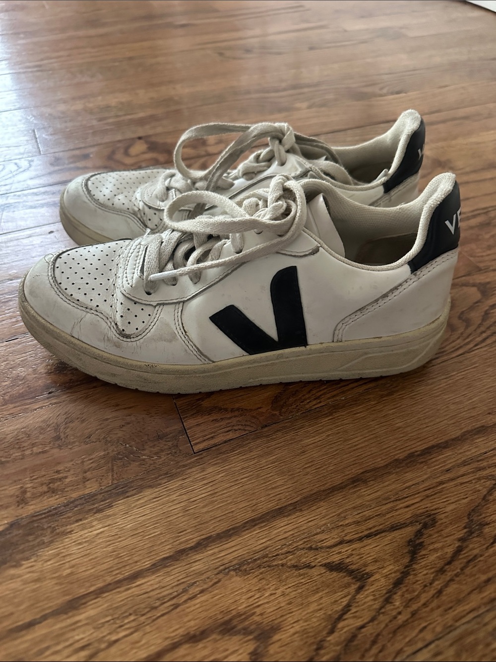 Veja White Sneakers with Black V Logo